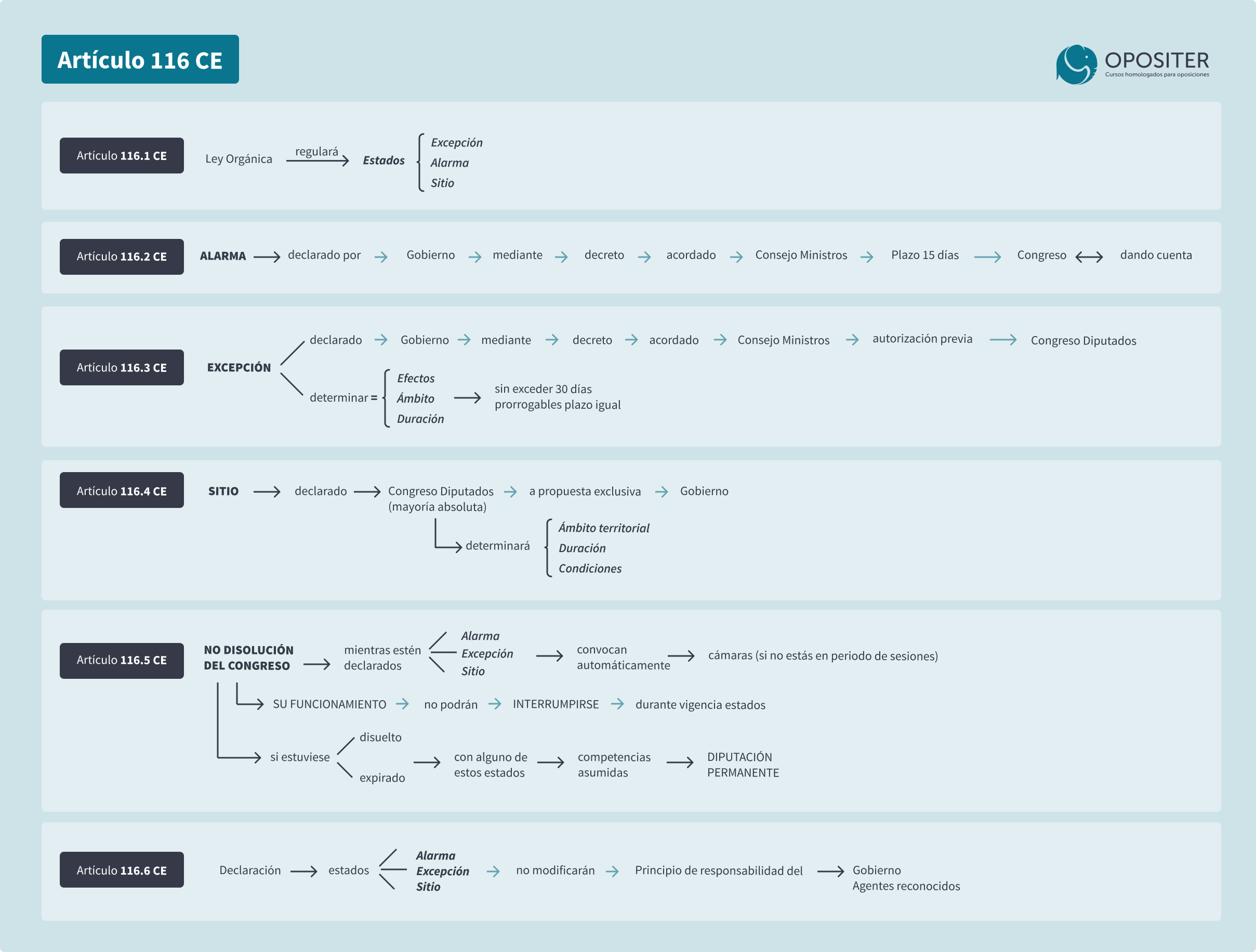 Esquema artículo 116 de la Constitución Española