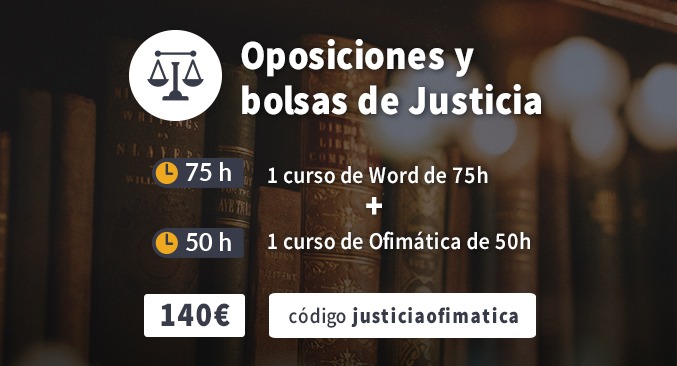 Oferta de cursos baremables para justicia de word y excel