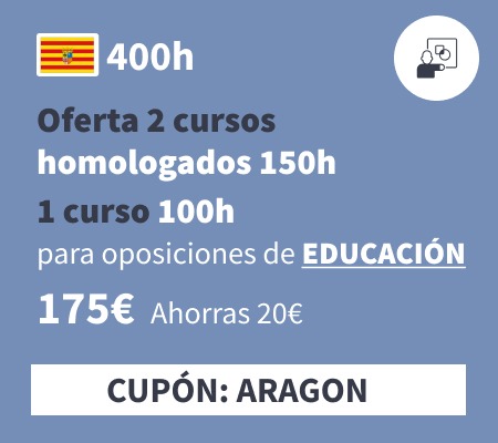 Oferta 2 cursos homologados 150h 1 curso 100h educación Aragón