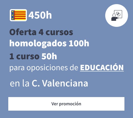 Oferta 4 cursos homologados 100h y 1 curso 50h educación Comunidad Valenciana