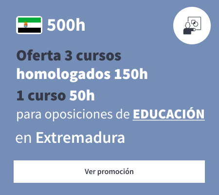 Oferta 3 cursos homologados 150h 1 curso 50h educación Extremadura